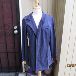 #543  WOMAN'S COMFY LONG NAVY JACKET BY SOFT SURROUNDING  (SIZE LARGE)